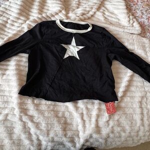 SHEIN Black Long Sleeve Kids Tee with White Star